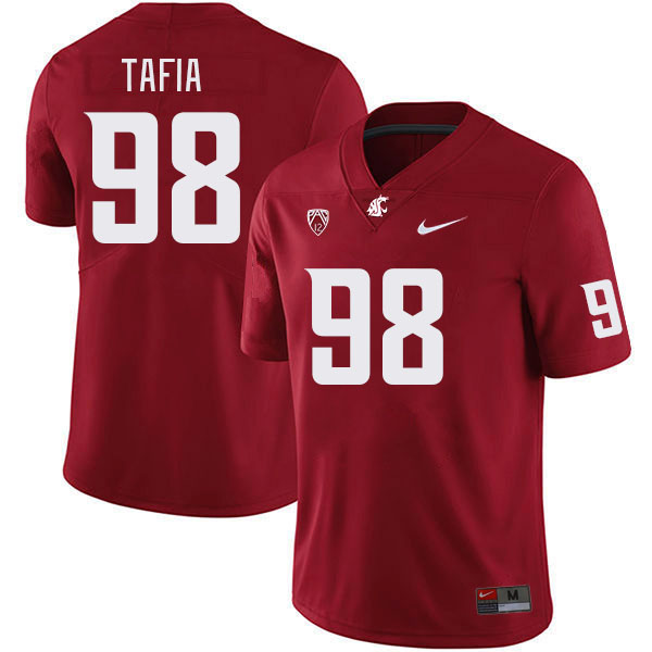 Men #98 Jernias Tafia Washington State Cougars College Football Jerseys Stitched Sale-Crimson
